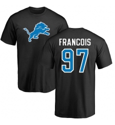 NFL Nike Detroit Lions #97 Ricky Jean Francois Black Name & Number Logo T-Shirt
