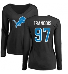 NFL Women's Nike Detroit Lions #97 Ricky Jean Francois Black Name & Number Logo Long Sleeve T-Shirt