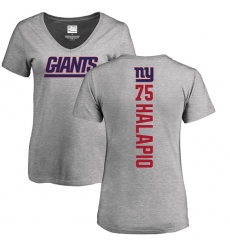 NFL Women's Nike New York Giants #75 Jon Halapio Ash Backer T-Shirt