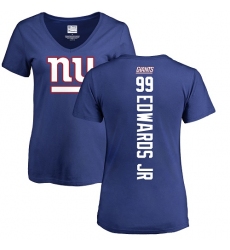 NFL Women's Nike New York Giants #99 Mario Edwards Jr Royal Blue Backer T-Shirt