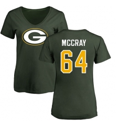 NFL Women's Nike Green Bay Packers #64 Justin McCray Green Name & Number Logo T-Shirt