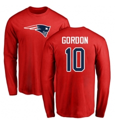 NFL Nike New England Patriots #10 Josh Gordon Red Name & Number Logo Long Sleeve T-Shirt