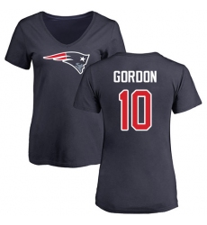 NFL Women's Nike New England Patriots #10 Josh Gordon Navy Blue Name & Number Logo Slim Fit T-Shirt