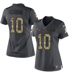 Women's Nike New England Patriots #10 Josh Gordon Limited Black 2016 Salute to Service NFL Jersey