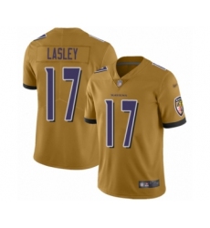 Youth Baltimore Ravens #17 Jordan Lasley Limited Gold Inverted Legend Football Jersey