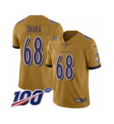 Men's Baltimore Ravens #68 Matt Skura Limited Gold Inverted Legend 100th Season Football Jersey