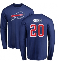 NFL Nike Buffalo Bills #20 Rafael Bush Royal Blue Name & Number Logo Long Sleeve T-Shirt