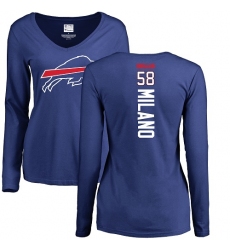 NFL Women's Nike Buffalo Bills #58 Matt Milano Royal Blue Backer Long Sleeve T-Shirt