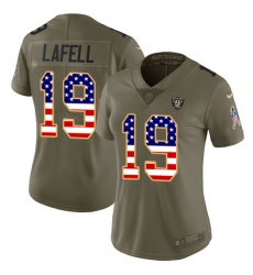 Women's Nike Oakland Raiders #19 Brandon LaFell Limited Olive USA Flag 2017 Salute to Service NFL Jersey