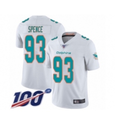 Men's Miami Dolphins #93 Akeem Spence White Vapor Untouchable Limited Player 100th Season Football Jersey