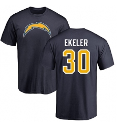 NFL Nike Los Angeles Chargers #30 Austin Ekeler Navy Blue Name & Number Logo T-Shirt