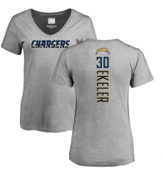 NFL Women's Nike Los Angeles Chargers #30 Austin Ekeler Ash Backer T-Shirt
