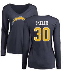 NFL Women's Nike Los Angeles Chargers #30 Austin Ekeler Navy Blue Name & Number Logo Long Sleeve T-Shirt