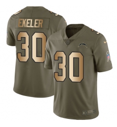 Youth Nike Los Angeles Chargers #30 Austin Ekeler Limited Olive Gold 2017 Salute to Service NFL Jersey