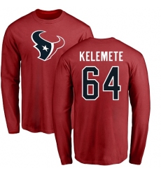 NFL Nike Houston Texans #64 Senio Kelemete Red Name & Number Logo T-Shirt