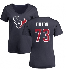NFL Women's Nike Houston Texans #73 Zach Fulton Navy Blue Name & Number Logo T-Shirt