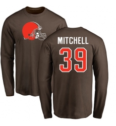 NFL Nike Cleveland Browns #39 Terrance Mitchell Brown Name & Number Logo Long Sleeve T-Shirt