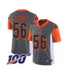 Men's Cincinnati Bengals #56 Hardy Nickerson Limited Silver Inverted Legend 100th Season Football Jersey