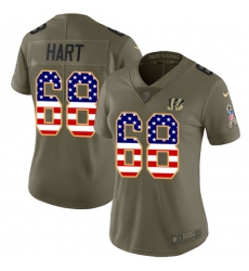 Women's Nike Cincinnati Bengals #68 Bobby Hart Limited Olive USA Flag 2017 Salute to Service NFL Jersey