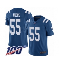 Men's Indianapolis Colts #55 Skai Moore Royal Blue Team Color Vapor Untouchable Limited Player 100th Season Football Jersey