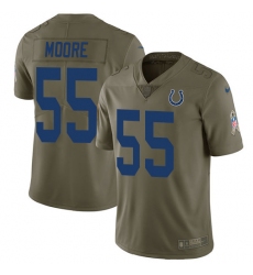 Men's Nike Indianapolis Colts #55 Skai Moore Limited Olive 2017 Salute to Service NFL Jersey