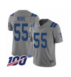 Youth Indianapolis Colts #55 Skai Moore Limited Gray Inverted Legend 100th Season Football Jersey