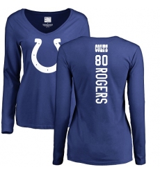 NFL Women's Nike Indianapolis Colts #80 Chester Rogers Royal Blue Backer Long Sleeve T-Shirt