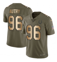 Youth Nike Indianapolis Colts #96 Denico Autry Limited Olive Gold 2017 Salute to Service NFL Jersey