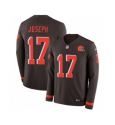 Men's Nike Cleveland Browns #17 Greg Joseph Limited Brown Therma Long Sleeve NFL Jersey