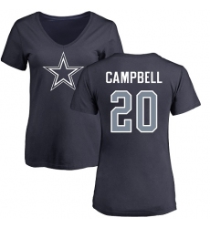 NFL Women's Nike Dallas Cowboys #20 Ibraheim Campbell Navy Blue Name & Number Logo Slim Fit T-Shirt