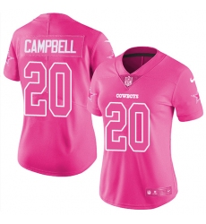 Women's Nike Dallas Cowboys #20 Ibraheim Campbell Limited Pink Rush Fashion NFL Jersey