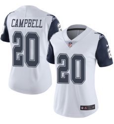 Women's Nike Dallas Cowboys #20 Ibraheim Campbell Limited White Rush Vapor Untouchable NFL Jersey