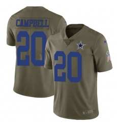 Youth Nike Dallas Cowboys #20 Ibraheim Campbell Limited Olive 2017 Salute to Service NFL Jersey