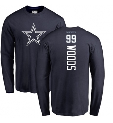 NFL Nike Dallas Cowboys #99 Antwaun Woods Navy Blue Backer Long Sleeve T-Shirt