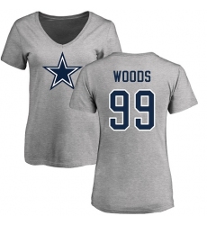 NFL Women's Nike Dallas Cowboys #99 Antwaun Woods Ash Name & Number Logo Slim Fit T-Shirt
