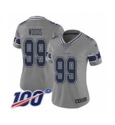 Women's Dallas Cowboys #99 Antwaun Woods Limited Gray Inverted Legend 100th Season Football Jersey