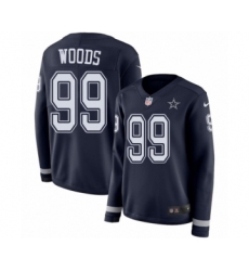 Women's Nike Dallas Cowboys #99 Antwaun Woods Limited Navy Blue Therma Long Sleeve NFL Jersey
