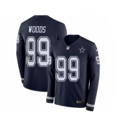 Youth Nike Dallas Cowboys #99 Antwaun Woods Limited Navy Blue Therma Long Sleeve NFL Jersey