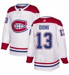 Men's Adidas Montreal Canadiens #13 Max Domi Authentic White Away NHL Jersey