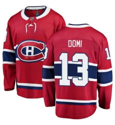 Men's Montreal Canadiens #13 Max Domi Authentic Red Home Fanatics Branded Breakaway NHL Jersey