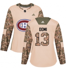 Women's Adidas Montreal Canadiens #13 Max Domi Authentic Camo Veterans Day Practice NHL Jersey