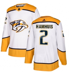 Men's Adidas Nashville Predators #2 Dan Hamhuis Authentic White Away NHL Jersey