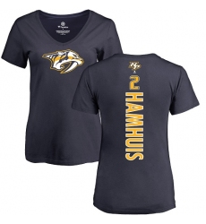 NHL Women's Adidas Nashville Predators #2 Dan Hamhuis Navy Blue Backer T-Shirt