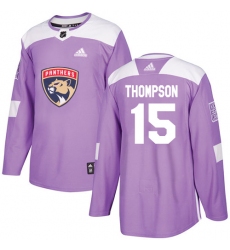 Men's Adidas Florida Panthers #15 Paul Thompson Authentic Purple Fights Cancer Practice NHL Jersey