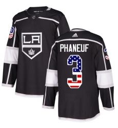 Men's Adidas Los Angeles Kings #3 Dion Phaneuf Authentic Black USA Flag Fashion NHL Jersey