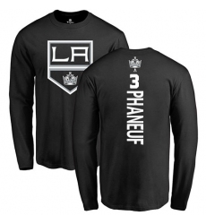 NHL Adidas Los Angeles Kings #3 Dion Phaneuf Black Backer Long Sleeve T-Shirt