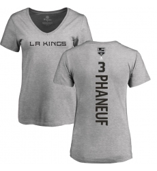 NHL Women's Adidas Los Angeles Kings #3 Dion Phaneuf Ash Backer T-Shirt