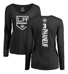 NHL Women's Adidas Los Angeles Kings #3 Dion Phaneuf Black Backer Long Sleeve T-Shirt