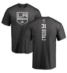 NHL Adidas Los Angeles Kings #31 Peter Budaj Charcoal One Color Backer T-Shirt