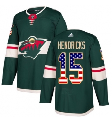 Youth Adidas Minnesota Wild #15 Matt Hendricks Authentic Green USA Flag Fashion NHL Jersey